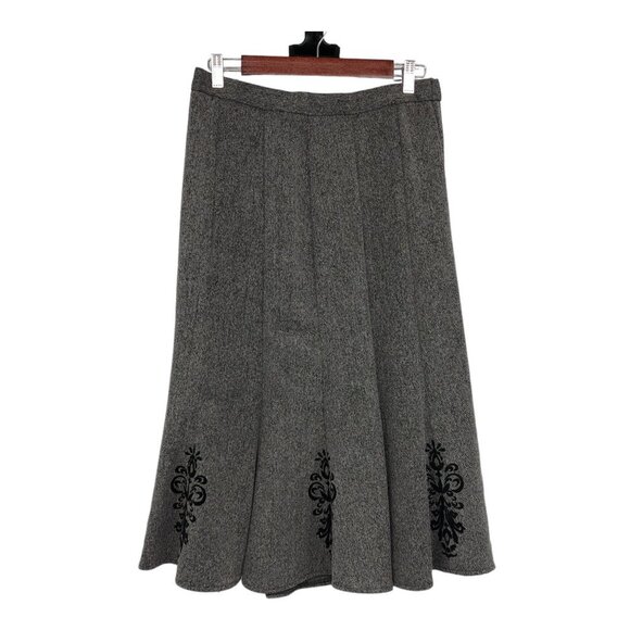 Tanjay Heathered Grey Embroidered Flared Midi Skirt size 10 - Picture 14 of 14